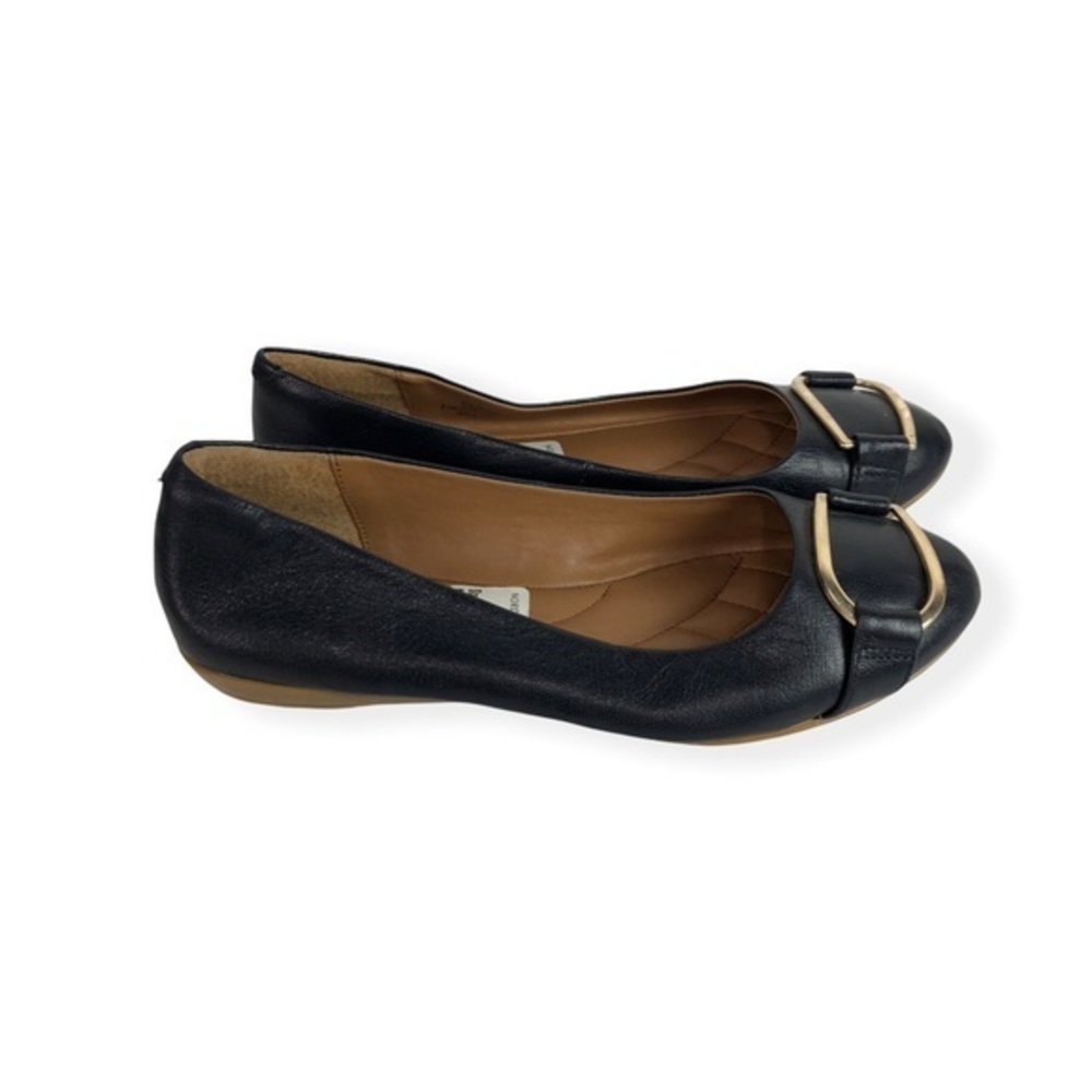 Sofft Black Gold Leather Comfort Flats New